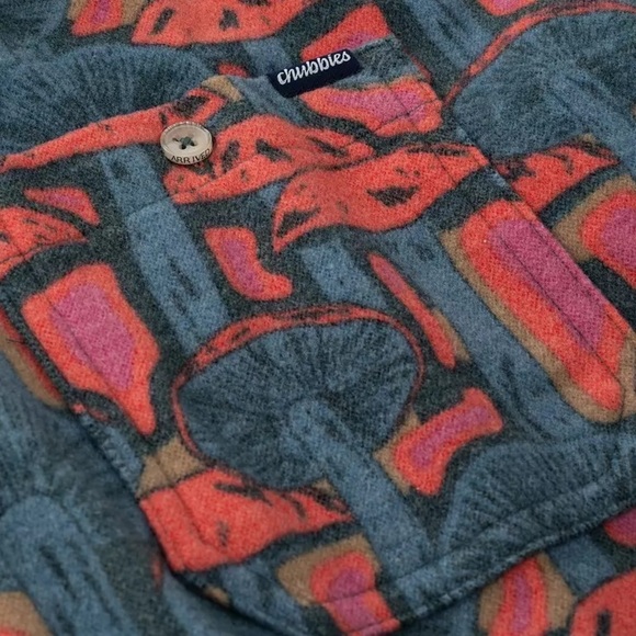 Men's Chubbies "The Funky Spore" Long Sleeve Flannel Overshirt Button-Up Shirt - Picture 6 of 7